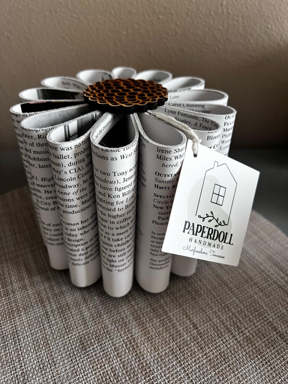 Handmade Rolled‑Paper Floral Tabletop Décor Book Page Handmade